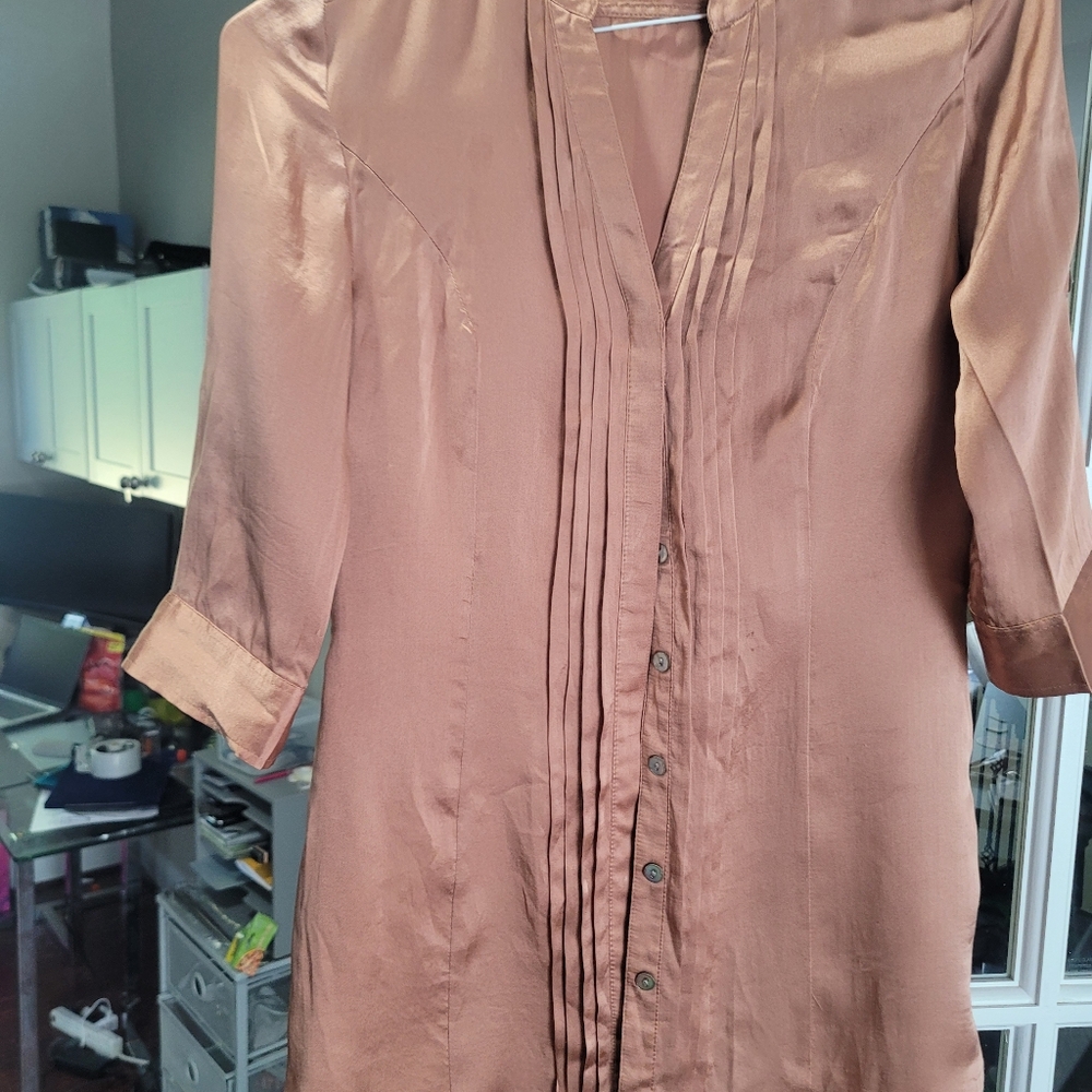 H& M silk blouse 3/4 sleeves hidden button placket, silky smooth, sz 4